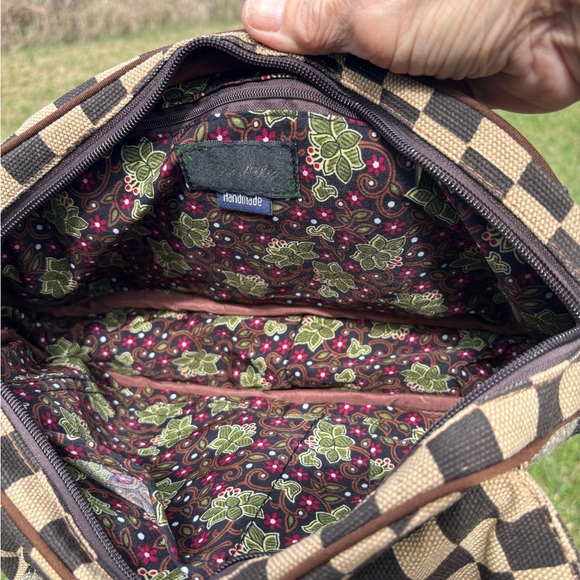 Stylish Brown and Green Checkered Handbag by Lily Excellent Condition - Picture 8 of 11